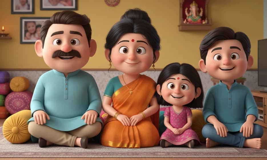 A happy family using a laptop to compare deals online